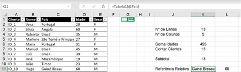 Usando referências estruturadas com tabelas do Excel